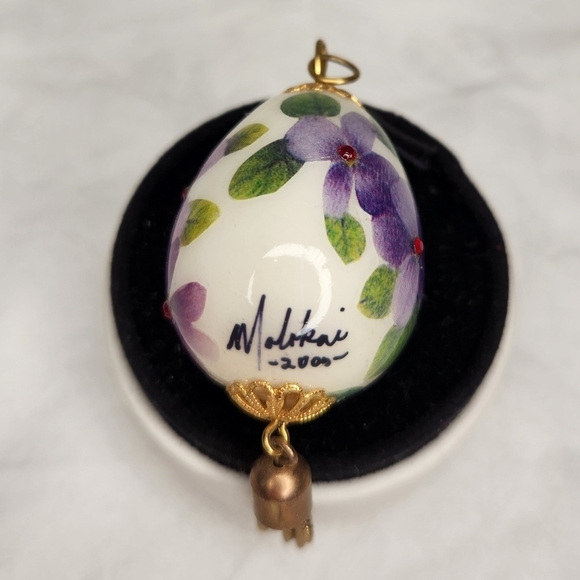 Vintage handpainted quail egg pendant - Picture 5 of 7